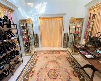 There are amazing handbags and jewelry in this room!