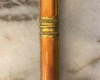 18K gold & enamel French Etui.  Perfect for secret correspondence!  Looks like a cigarette holder…but amazing for a secret note!  Google Etui!