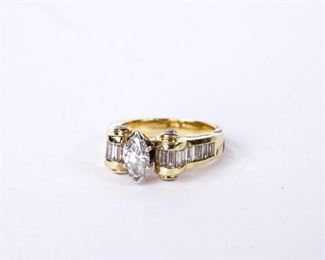Custom made 14k and Marquis diamond engagement ring