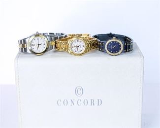 Assortment of Ladies Concord watches. Center watch is Solid 18k