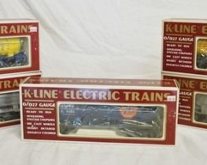 1034 5 K-LINE O/O27 GAUGE TRAIN MODELS W/ ORIGINAL BOXES
