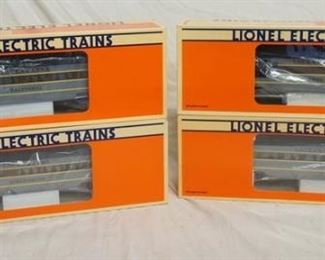 1043 4 LIONEL ELECTRIC TRAINS MODELS LACKAWANNA BAGGAGE CAR, *BINGHAMPTON* DINING CAR, *BUFFALO* PASSENGER CAR, &  *BALTUSROL* CLUB OBSERVATION CAR, WITH ORIGINAL BOXES
