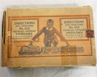 1089 LIONEL TRAINS ELECTRIC RAILROAD ACCESSORIES NO. 012 SWITCHES FOR O GAUGE TRACK
