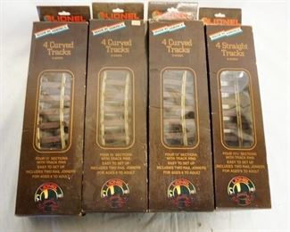 1201 LOT OF 4 LIONEL LARGE SCALE TRACKS SETS, THREE ARE CURVED TRACKS ONE IS STRAIGHT
