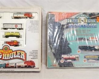 1221 2 BACHMANN N SCALE TRAIN SETS, NO 4406 TWIN LOCOMOTIVES & 6 CARS, & 24005 STEAM LOCOMOTIVE W/ SLOPE BACK TENDER & 4 FREIGHT CARS
