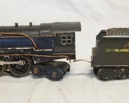 1229 AMERICAN FLYER LINES LOCOMOTIVE & TENDER. LOCOMOTIVE IS 12 1/2 IN L 
