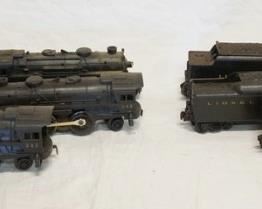 1238 LOT OF 5 O/O27 GAUGE LIONEL LOCOMOTIVES & TENDER
