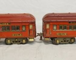 1288	2 AMERICAN FLYER LINES EAGLE TRAIN CARS, STANDARD GAUGE 13 3/4 IN L 
