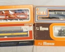 1328	LOT OF 4 LIMA HO GAUGE MODEL TRAINS MADE IN ITALY

