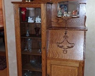 OAK SECRETARY WITH LOTS OF STORAGE