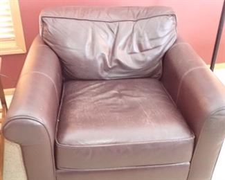 BERNHARDT LEATHER SOFA - CHAIRS - OTTOMAN