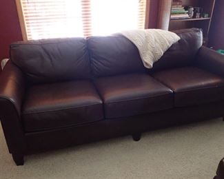 BERNHARDT LEATHER SOFA - CHAIRS - OTTOMAN