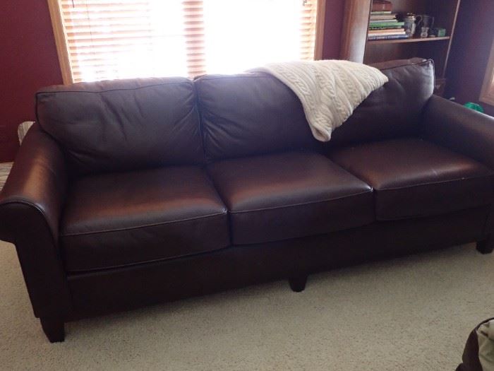 BERNHARDT LEATHER SOFA - CHAIRS - OTTOMAN