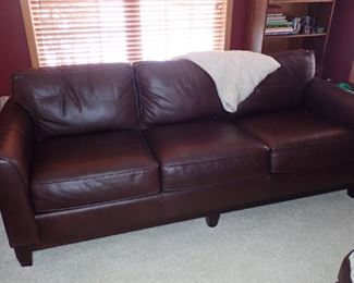 BERNHARDT LEATHER SOFA - CHAIRS - OTTOMAN