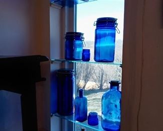 Blue jars and bottles