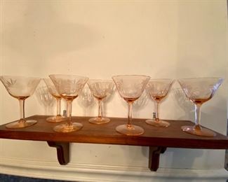 vintage etched wine glasses