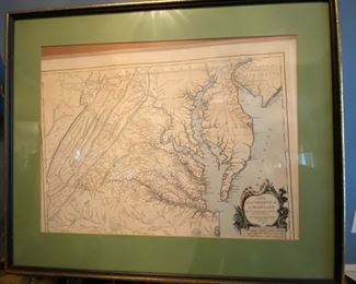 Matted and framed Map of Virginia