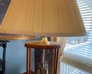 Etched glass lamp