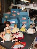 Many Madame Alexander & Vogue boxed dolls plus lots of other dolls, furniture & doll related