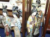 Super cloisonne figures with ivory hands, books & faces. Also adorned with miniature jewelry. 1930's