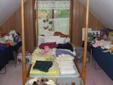 Four poster canopy single bed. Cherry