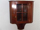 Fine cherry hanging corner cabinet.