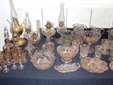 Lots of pattern glass & kerosene lamps.