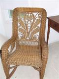 Heywood Wakefield early fancy wicker rocker.