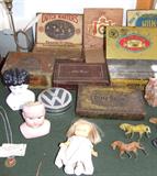 Lots of tobacco advertising tins.