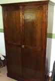Antique oak two door wardrobe.