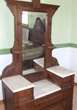 Marble top stepdown walnut Victorian dresser.