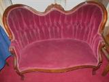 Reproduction Victorian loveseat.