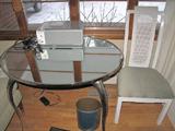 Nice satin finish chrome mirrored table.