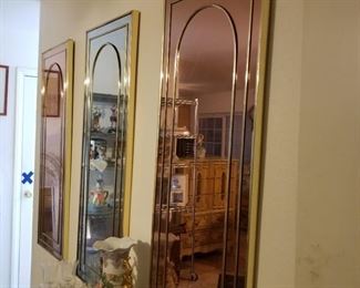 Set of 3 wall mirrors
All 3 have a slight tint
4ft tall x 18" wide 
Gold tone framed