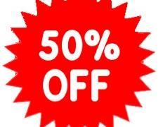 50% off everything Saturday 8am to 2pm