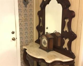 Victorian Marble Top Hall Tree 