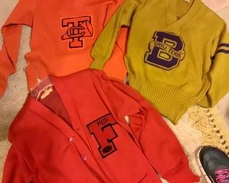 Vintage Sports Sweaters, Galveston Ball High, Texas City Stingarees, and Levi Fry Junior High Tx City
