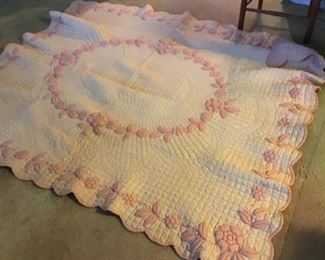 Hand Stitched unusual puffy Quilt 