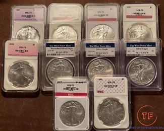 Graded American SILVER Eagles - MS-70