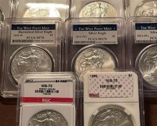 Graded American SILVER Eagles - MS-70