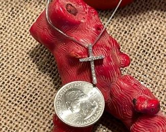 18K Gold Necklace with Diamond Crusted Cross