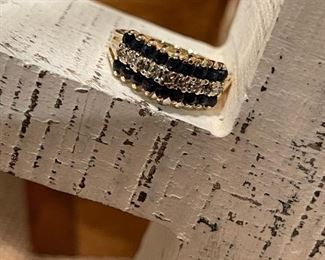 14K Gold Saphire and Diamond Ring