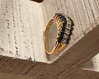 14K Gold Saphire and Diamond Ring