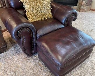 Oversized Leather Chair and Ottoman