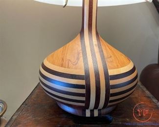Solid Wood Inlay Lamp with Frosted Glass Lamp Shade
