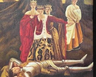 Original Oil on Canvas by NICOLAS SEROV after "Four Queens Find Lancelot Sleeping" by Frank Cadogan Cowper