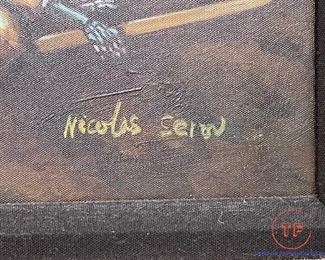 Original Oil on Canvas by NICOLAS SEROV after "Four Queens Find Lancelot Sleeping" by Frank Cadogan Cowper