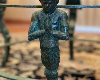 Figural Metal Base Glass Top Coffee Table