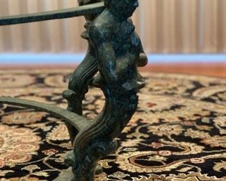 Figural Metal Base Glass Top Coffee Table
