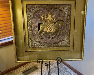 Framed Asian Burmese Kalaga Tapestry